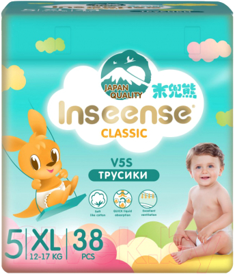 Подгузники-трусики детские Inseense Classic V5S XL 12-17 кг / InsCV5SXL38Emer (38шт)