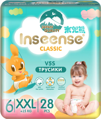 Подгузники-трусики детские Inseense Classic V5S XXL 15+ кг / InsCV5SXXL28Emer (28шт)