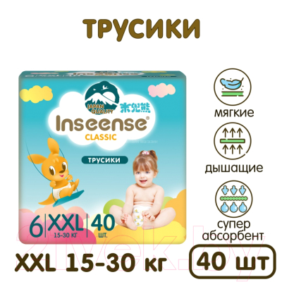 Подгузники-трусики детские Inseense Classic XXL 15-30 кг / InsCXXL40Blue (40шт)