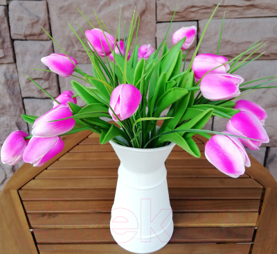 Искусственное растение ForGarden Тюльпаны в бежевом кувшине / BN10700 (розово-фиолетовый)