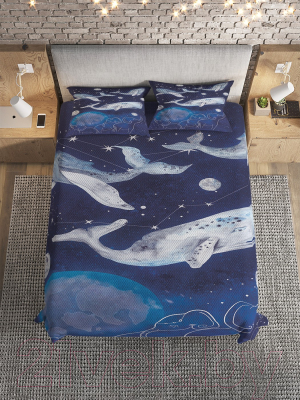 Набор текстиля для спальни Ambesonne Космические киты 220x235 / bcsl_18695