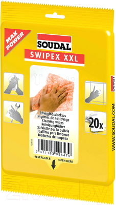 Набор салфеток для удаления герметика Soudal Swipex XXL / 120874 (20шт)