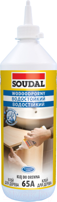 Клей Soudal 65A водостойкий для дерева / 107626 (250г, белый)