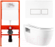 Унитаз подвесной с инсталляцией BelBagno BB070CHR/SC/BB026/BB042BL - 