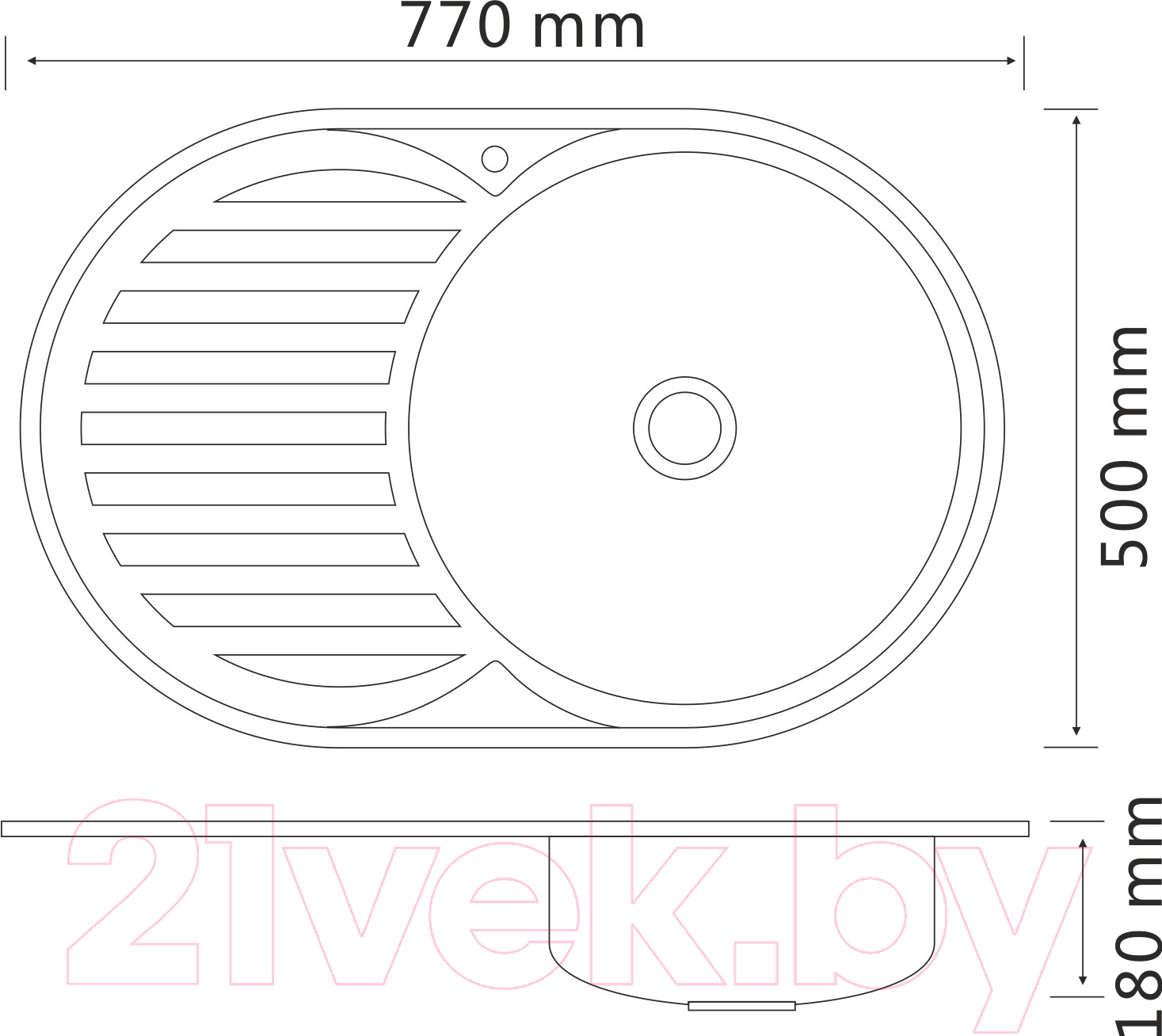 Мойка кухонная РМС MD8-7750OVR