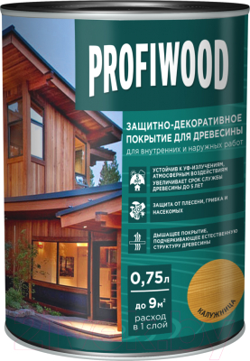 Защитно-декоративный состав Profiwood Для древесины (9л, калужница)