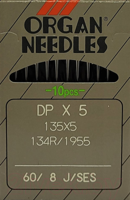 Набор игл для промышленной швейной машины Organ DPx5 60 SES ORG-10 (для трикотажа)