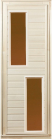 Деревянная дверь для бани Dlyabani Дуэт 80x190 / 402398 (бронзовое тонированное стекло, липа/коробка сосна) - 