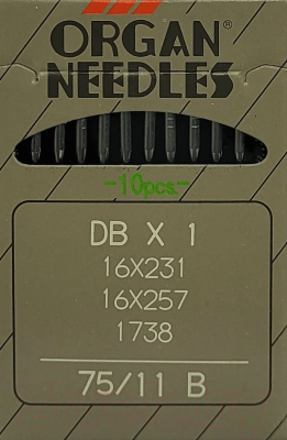 Набор игл для промышленной швейной машины Organ DBx1 75 B (SUK) ORG-10 (для высокоэластичных тканей)