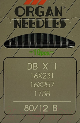 Набор игл для промышленной швейной машины Organ DBx1 80 B (SUK) ORG-10 (для высокоэластичных тканей)