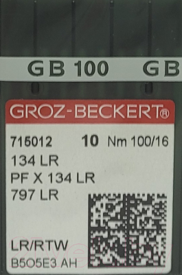 Набор игл для промышленной швейной машины Groz-Beckert 134 LR 100 GB-10 (для кожи)