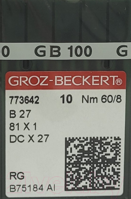 Набор игл для промышленной швейной машины Groz-Beckert DCx27 60 RG GB-10 (универсальные)
