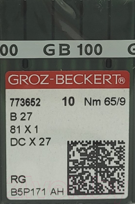 Набор игл для промышленной швейной машины Groz-Beckert DCx27 65 RG GB-10 (универсальные)