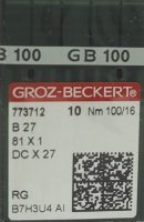 Набор игл для промышленной швейной машины Groz-Beckert DCx27 100 RG GB-10 (универсальные) - 