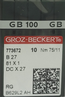 Набор игл для промышленной швейной машины Groz-Beckert DCx27 75 RG GB-10 (универсальные) - 