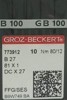 Набор игл для промышленной швейной машины Groz-Beckert DCx27 80 SES GB-10 (для трикотажа) - 