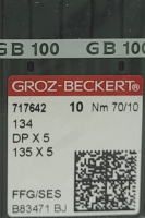Набор игл для промышленной швейной машины Groz-Beckert DPx5 70 SES GB-10 (для трикотажа) - 
