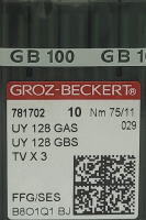 Набор игл для промышленной швейной машины Groz-Beckert UYx128 GAS 75 SES GB-10 (для трикотажа) - 