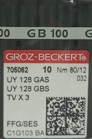 Набор игл для промышленной швейной машины Groz-Beckert UYx128 GAS 80 SES GB-10 (для трикотажа) - 