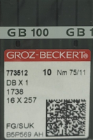 Набор игл для промышленной швейной машины Groz-Beckert DBx1 75 SUK GB-10 (для высокоэластичных тканей) - 