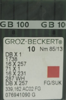 Набор игл для промышленной швейной машины Groz-Beckert DBx1 85 SUK GB-10 (для высокоэластичных тканей) - 
