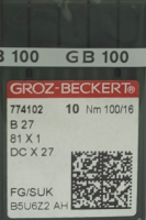 Набор игл для промышленной швейной машины Groz-Beckert DСx27 100 SUK GB-10 (для высокоэластичных тканей) - 