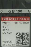 Набор игл для промышленной швейной машины Groz-Beckert DСx27 110 SUK GB-10 (для высокоэластичных тканей) - 