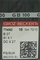 Набор игл для промышленной швейной машины Groz-Beckert DСx27 70 SUK GB-10 (для высокоэластичных тканей) - 
