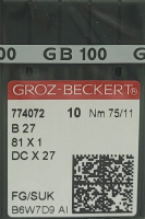 Набор игл для промышленной швейной машины Groz-Beckert DСx27 75 SUK GB-10 (для высокоэластичных тканей) - 