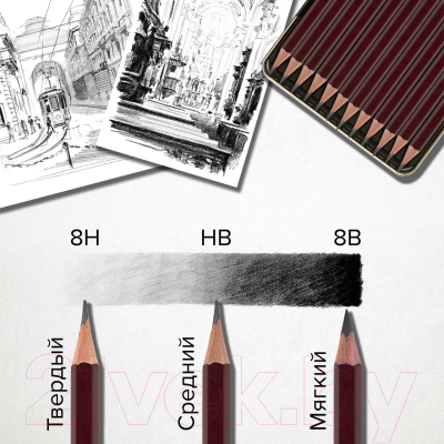 Набор простых карандашей Brauberg Art Premiere / 880755 (12шт)