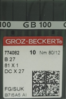 Набор игл для промышленной швейной машины Groz-Beckert DСx27 80 SUK GB-10 (для высокоэластичных тканей) - 
