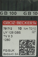 Набор игл для промышленной швейной машины Groz-Beckert UYx128 GBS 70 SUK GB-10 (для высокоэластичных тканей) - 