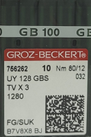 Набор игл для промышленной швейной машины Groz-Beckert UYx128 GBS 80 SUK GB-10 (для высокоэластичных тканей) - 
