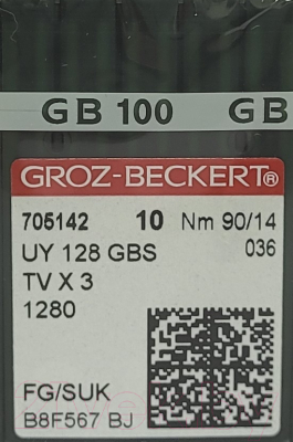 Набор игл для промышленной швейной машины Groz-Beckert UYx128 GBS 90 SUK GB-10 (для высокоэластичных тканей)