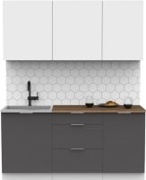 Кухонный гарнитур Интермебель Микс Топ-3 1.7м (белый премиум/графит серый/дуб фигурный светлый) - 