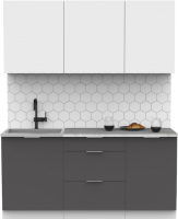 Готовая кухня Интермебель Микс Топ-3 1.7м (белый премиум/графит серый/мрамор лацио белый) - 