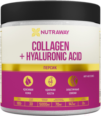 Пищевая добавка Nutraway Collagen + Hyaluronic Acid (180г, персик)