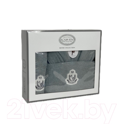 Комплект текстиля для ванной Karven Elit Chess Team / В 1120 (серый/зеленый)