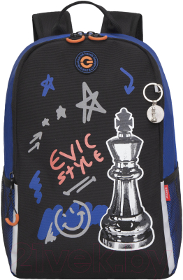 Школьный рюкзак Grizzly RB-351-6 (черный/синий)