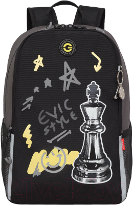 Школьный рюкзак Grizzly RB-351-6 (черный/серый)
