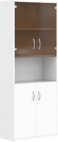 Шкаф с витриной Skyland СТ-1.4 комбинированный с малыми стеклянными и глухими дверьми (белый) - 