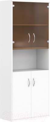 Шкаф с витриной Skyland СТ-1.4 комбинированный с малыми стеклянными и глухими дверьми (белый)