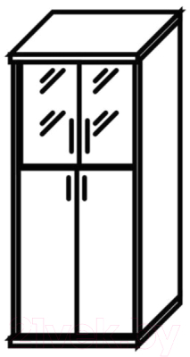 Шкаф с витриной Skyland СТ-1.7 комбинированный (клен/металлик)