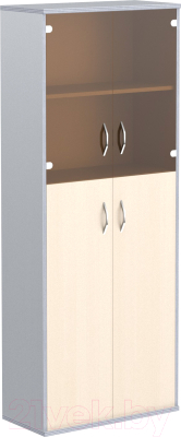 Шкаф с витриной Skyland СТ-1.7 комбинированный (клен/металлик)