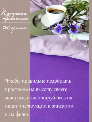 Простыня Luxsonia Трикотаж на резнке 120x200 / Мр0010-11 (фиолетовый)