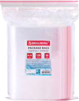 Комплект пакетов-слайдеров Brauberg Zip Lock / 606218 (100шт) - 