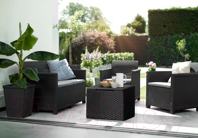 Изображение товара Комплект садовой мебели Keter Elodie 2 Seater / 253948 (графит)