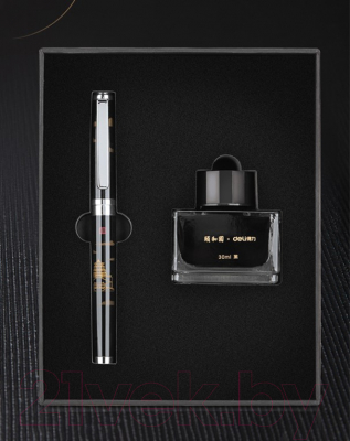 Ручка перьевая Deli S168 (черный, с флаконом чернил)