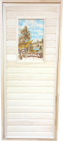 Деревянная дверь для бани Dlyabani Банька с березой 70x160 / 421667 (липа, коробка сосна) - 
