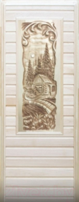 Деревянная дверь для бани Dlyabani Баня, мостик 80x190 / 451398 (липа, коробка сосна)